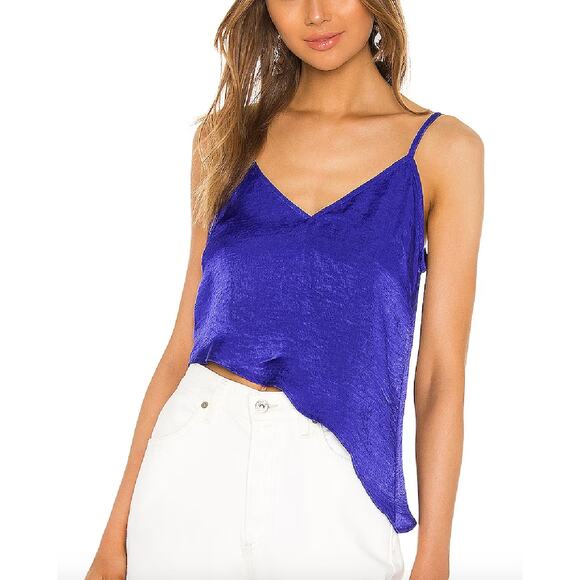 Superdown Ezra Asymmetric Crop Cami Tank Top Cobalt Blue Size Medium NWT - Picture 9 of 9